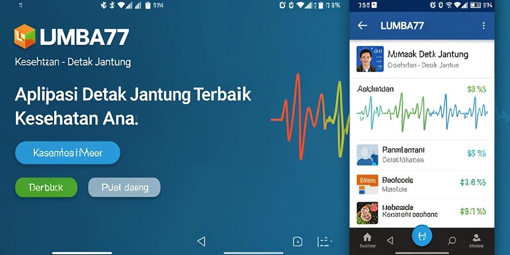 Antarmuka aplikasi LUMBA77 menampilkan pemantauan detak jantung secara real-time.