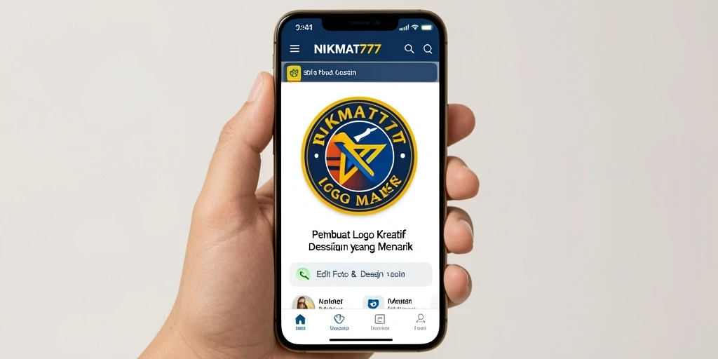 Tampilan antarmuka aplikasi NIKMAT777 untuk pembuatan logo yang intuitif.